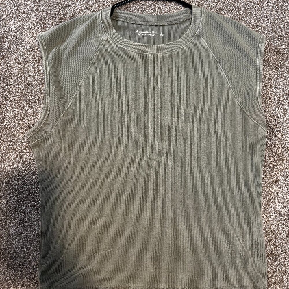 Women's Green Abercrombie & Fitch Ribbed Sleeveless Top, Large